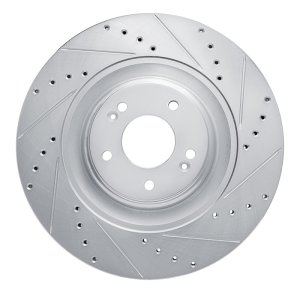 Hyundai Elantra N Brake Rotor (1) - Front Right - R1 Concepts - Drilled & Slotted - Silver - `22-`25